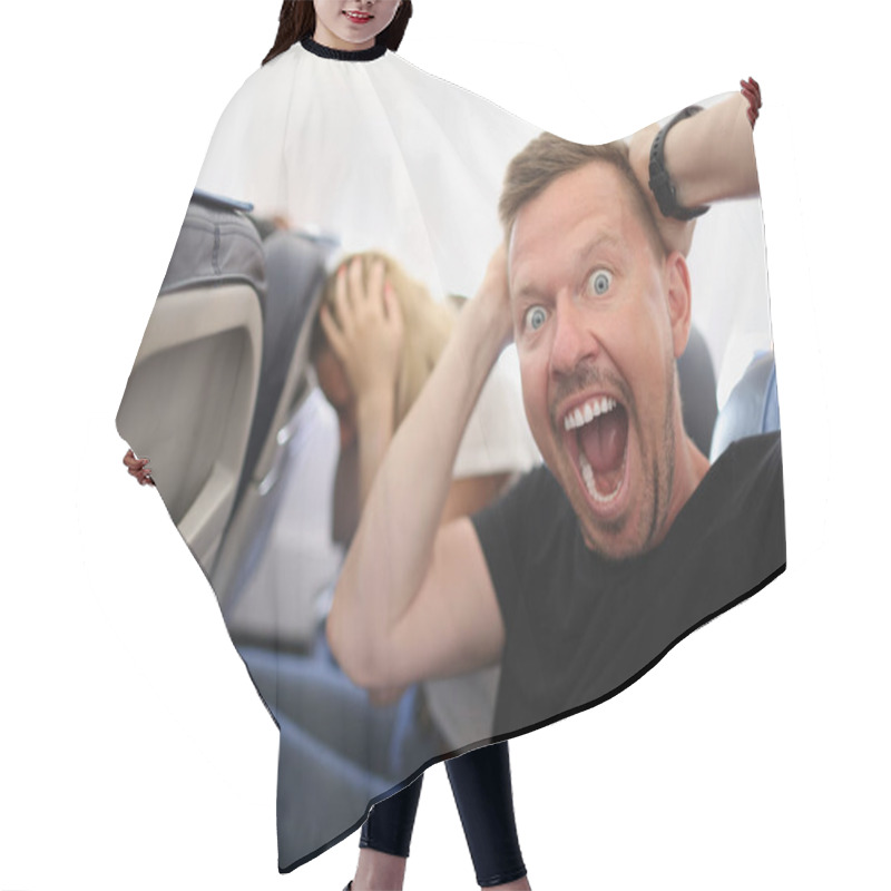 Personality  Man Flying In Airplane And Screaming In Fear Hair Cutting Cape