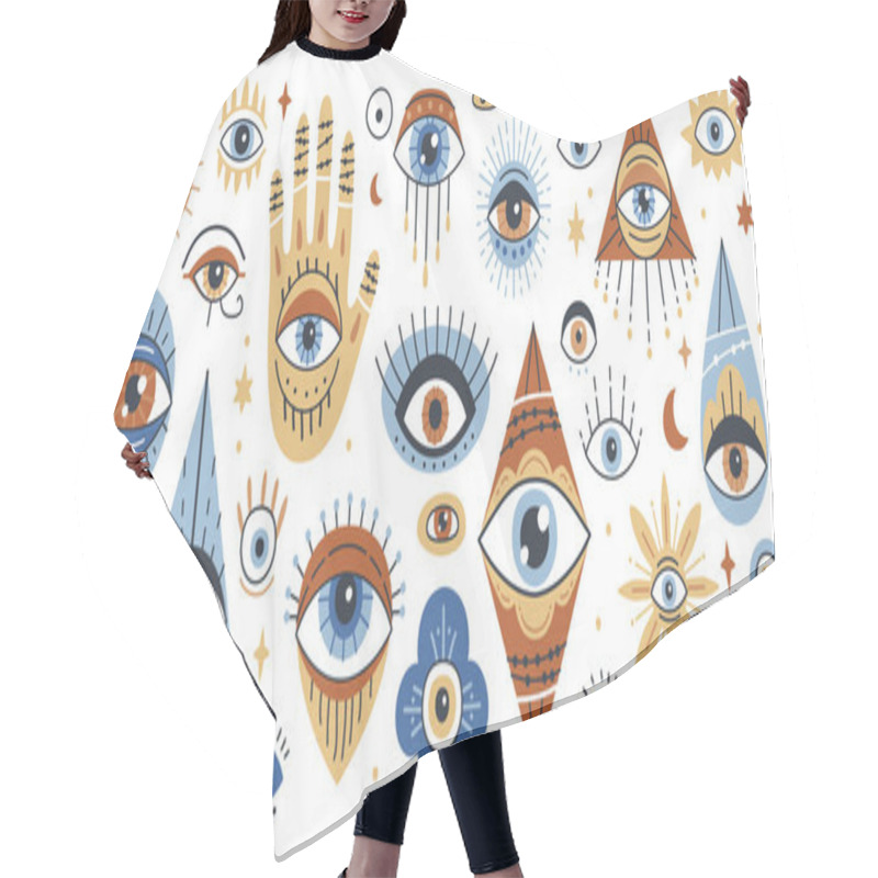 Personality  Evil Eye, Hamsa, Hand Of Fatima. Set Of Eye Different Shapes. Hair Cutting Cape