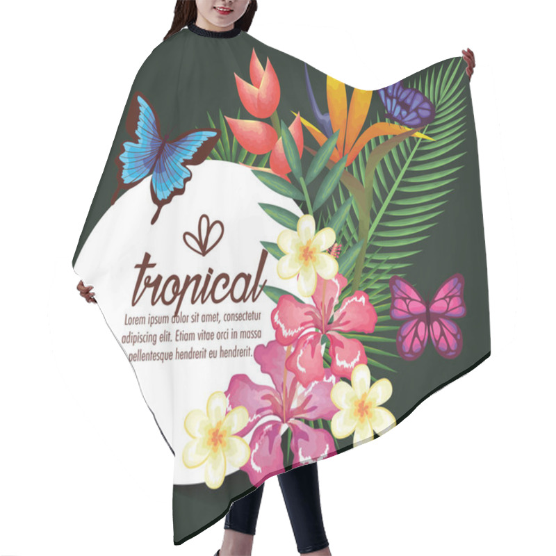 Personality  Tropical And Exotics Flowers With Butterflies Hair Cutting Cape