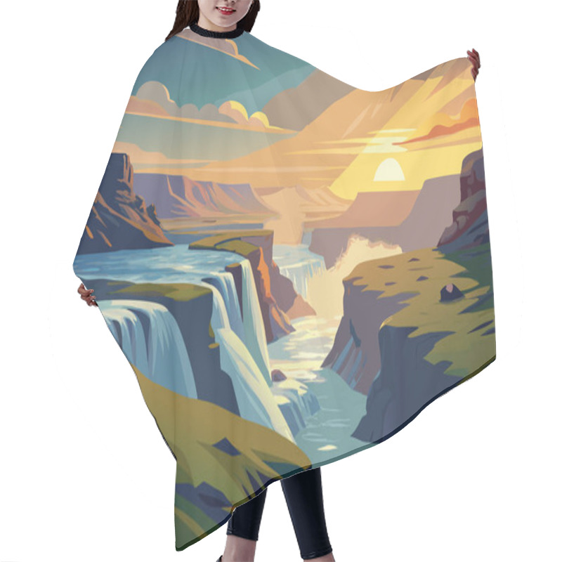 Personality  Beautiful Landscape Of Iceland. Vector Illustration Hair Cutting Cape