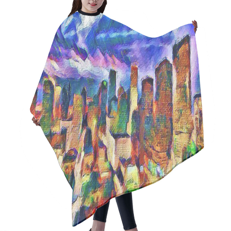 Personality  City Acryl Painting Digital Artwork Hair Cutting Cape