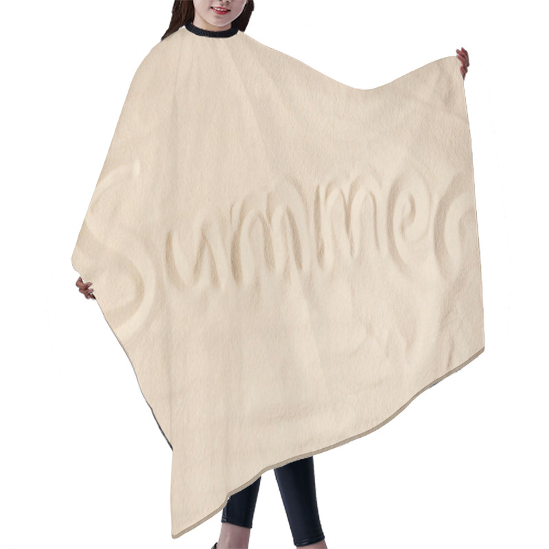 Personality  Summer Inscription On Light Beach Sand Hair Cutting Cape