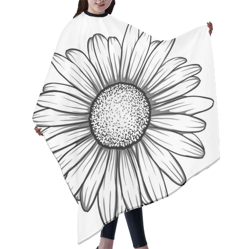 Personality  Beautiful Monochrome, Black And White Daisy Flower Isolated. Hair Cutting Cape