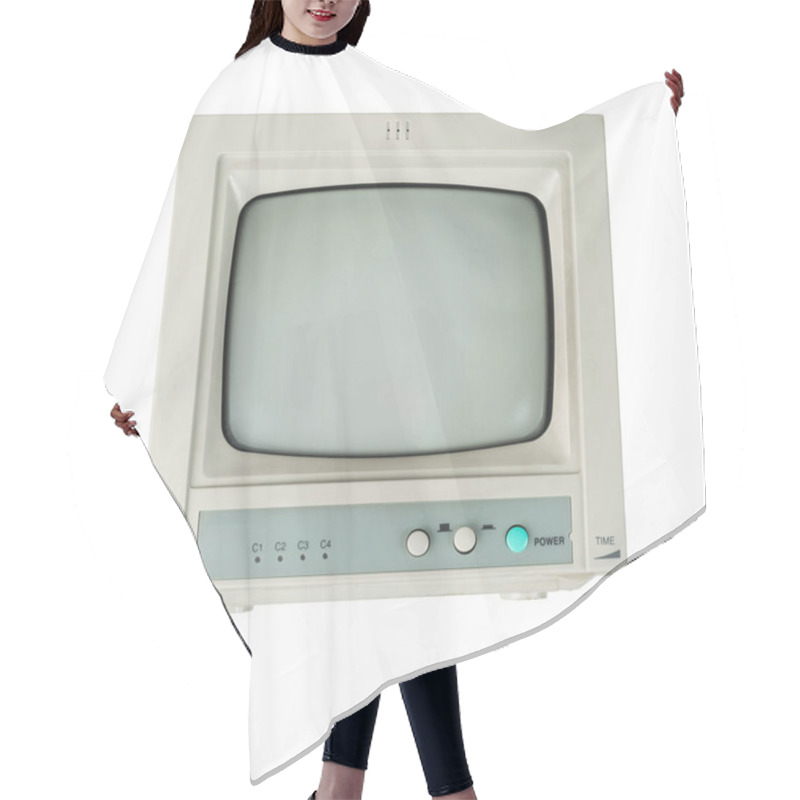 Personality  Front View Of A Retro Monitor Isolated On A White Background. Retro Equipment. Hair Cutting Cape