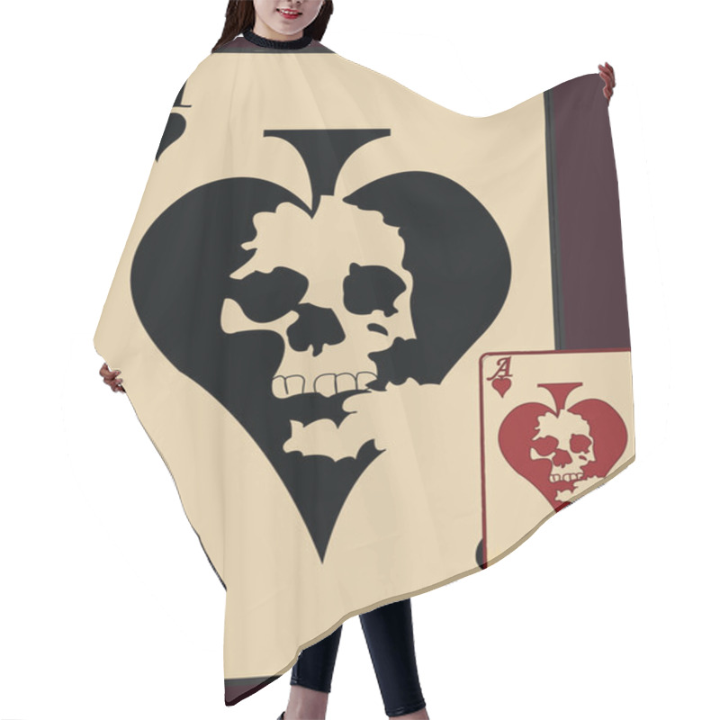 Personality  The Ace Card With Abstract Heart Skull Hair Cutting Cape