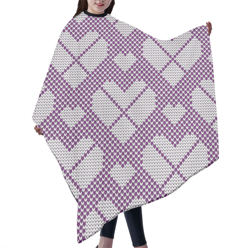 Personality  Knitted Seamless Pattern Hearts In Argyle Style Hair Cutting Cape