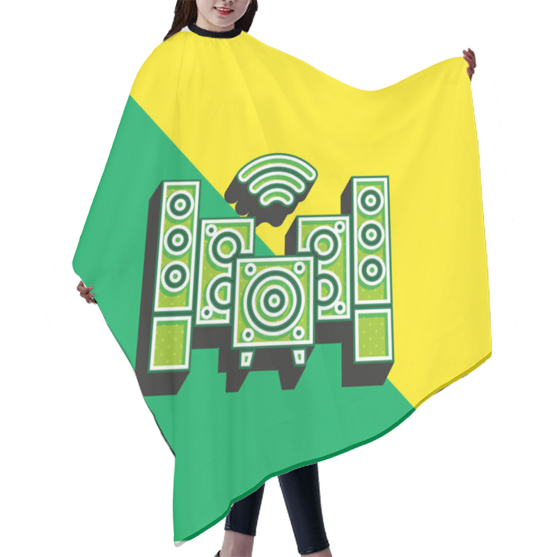 Personality  Audio Green And Yellow Modern 3d Vector Icon Logo Hair Cutting Cape