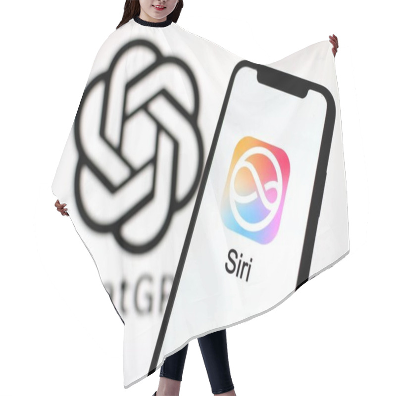 Personality  New Logo Of Siri, Apple's Voice-activated Digital Assistant, A Collaboration With ChatGPT.Indonesia - June 13th 2024. Hair Cutting Cape