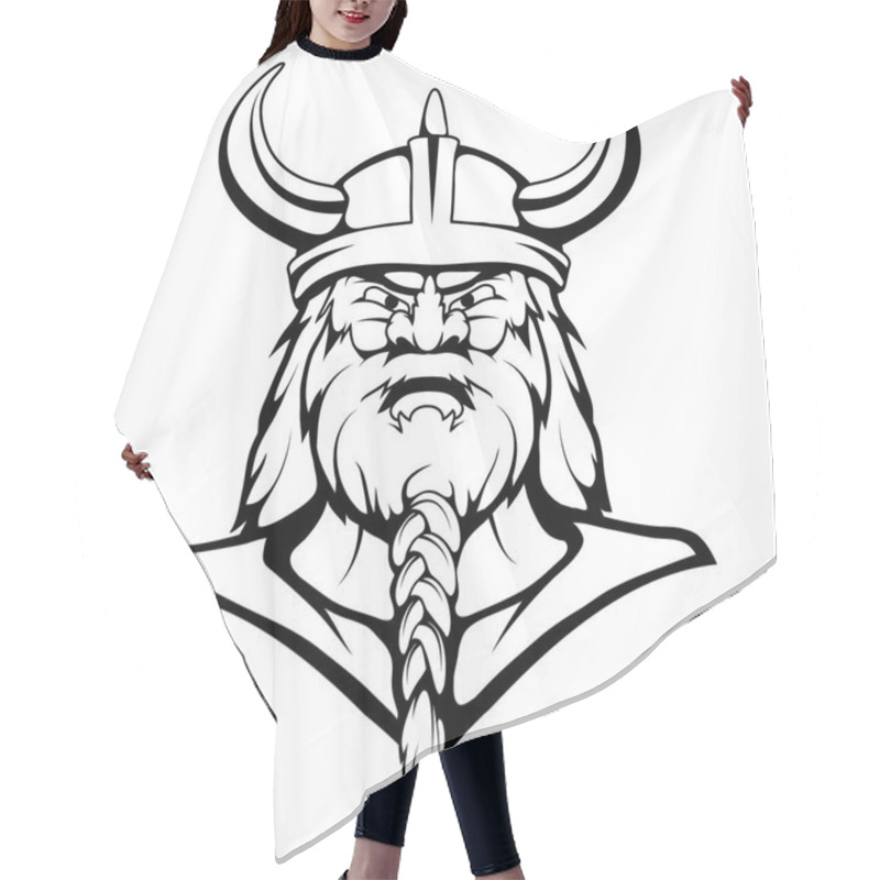 Personality  Viking Mascot Graphic, Viking Head Suitable As Logo For Team Mascot, Viking Warrior In Combat Helmet Hair Cutting Cape