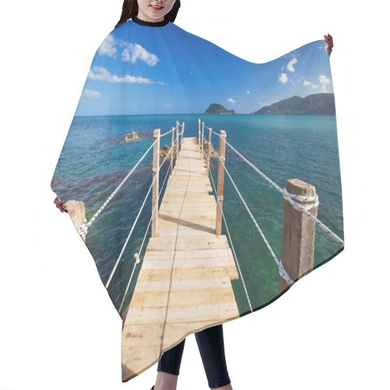 Personality  Wooden Bridge - Sea, Summer. Hair Cutting Cape