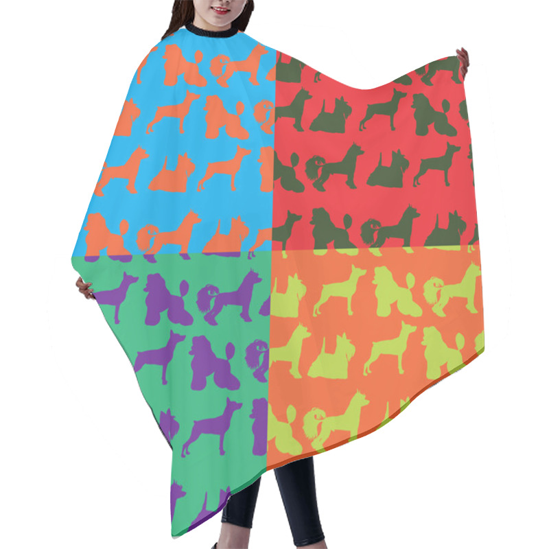 Personality  Seamless Pop Art Style Background With Dogs Hair Cutting Cape