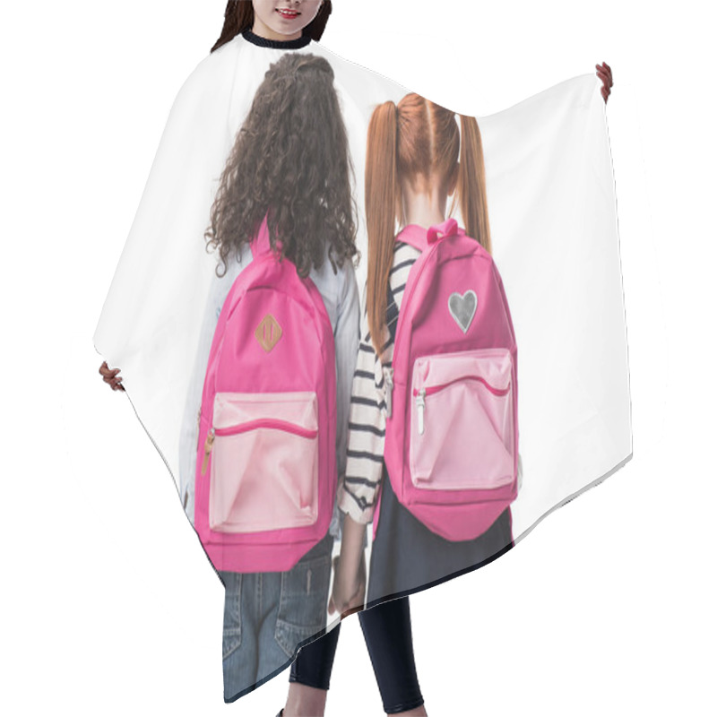 Personality  Multiethnic Schoolgirls With Backpacks Hair Cutting Cape