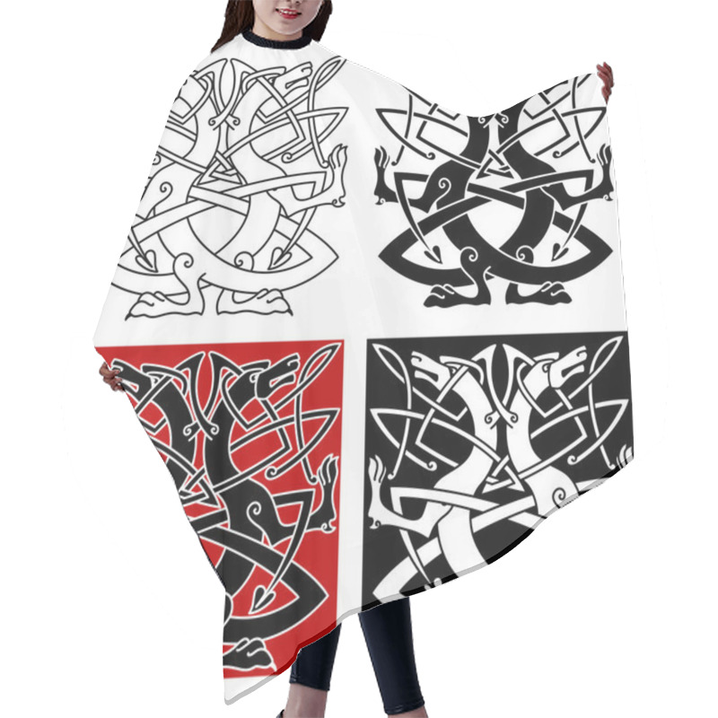 Personality  Dog Or Wolf Celtic Pattern Hair Cutting Cape