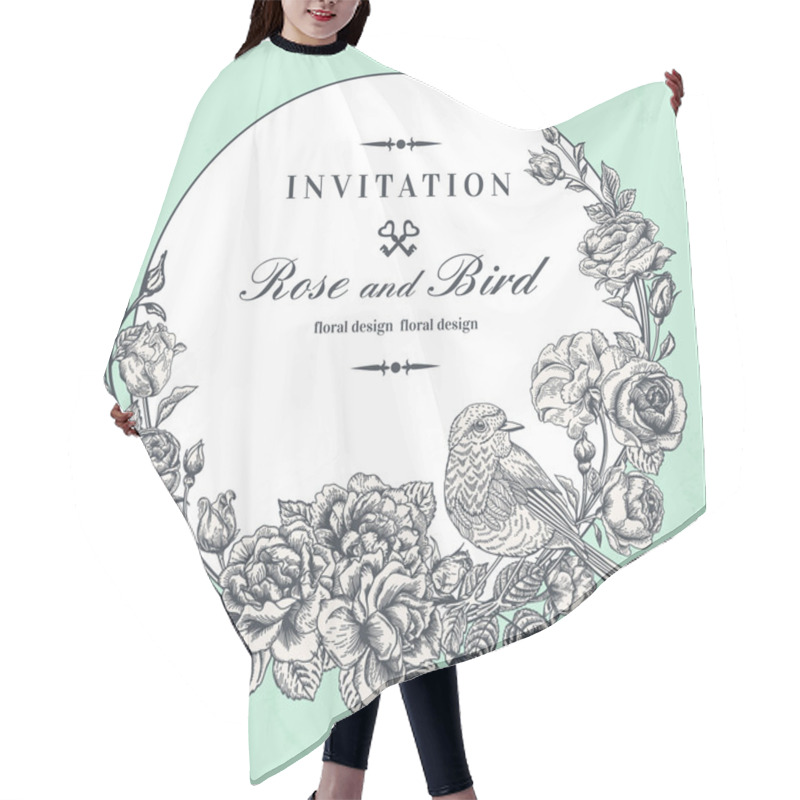 Personality  Frame With Roses And Birds Hair Cutting Cape