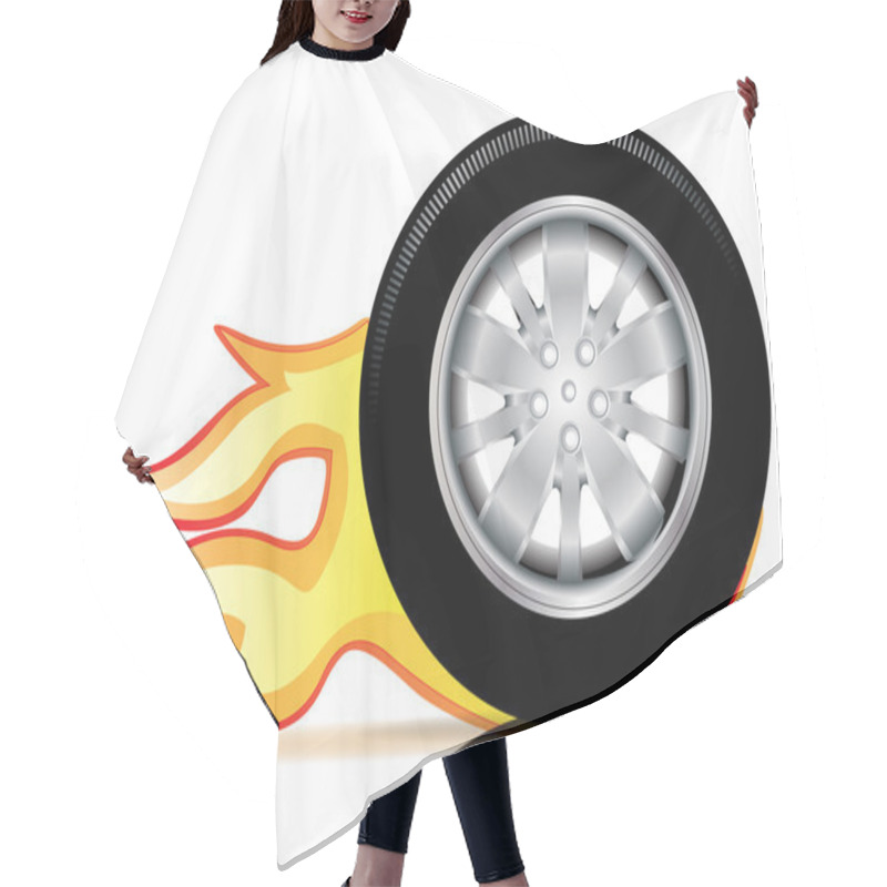 Personality  Single Car Wheel With Flames Trace Hair Cutting Cape