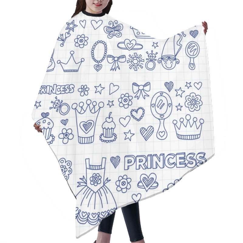 Personality  My Little Princess Hand Drawn Doodle Elements Hair Cutting Cape