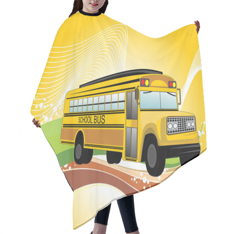 Personality  Background With School Bus Hair Cutting Cape