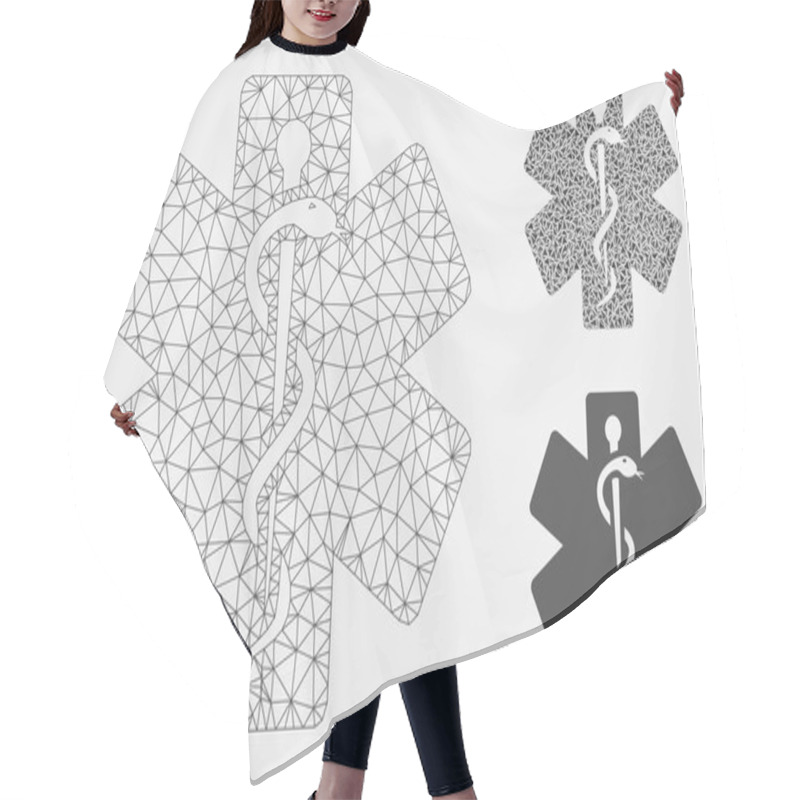 Personality  Life Star Medical Emblem Vector Mesh Wire Frame Model And Triangle Mosaic Icon Hair Cutting Cape