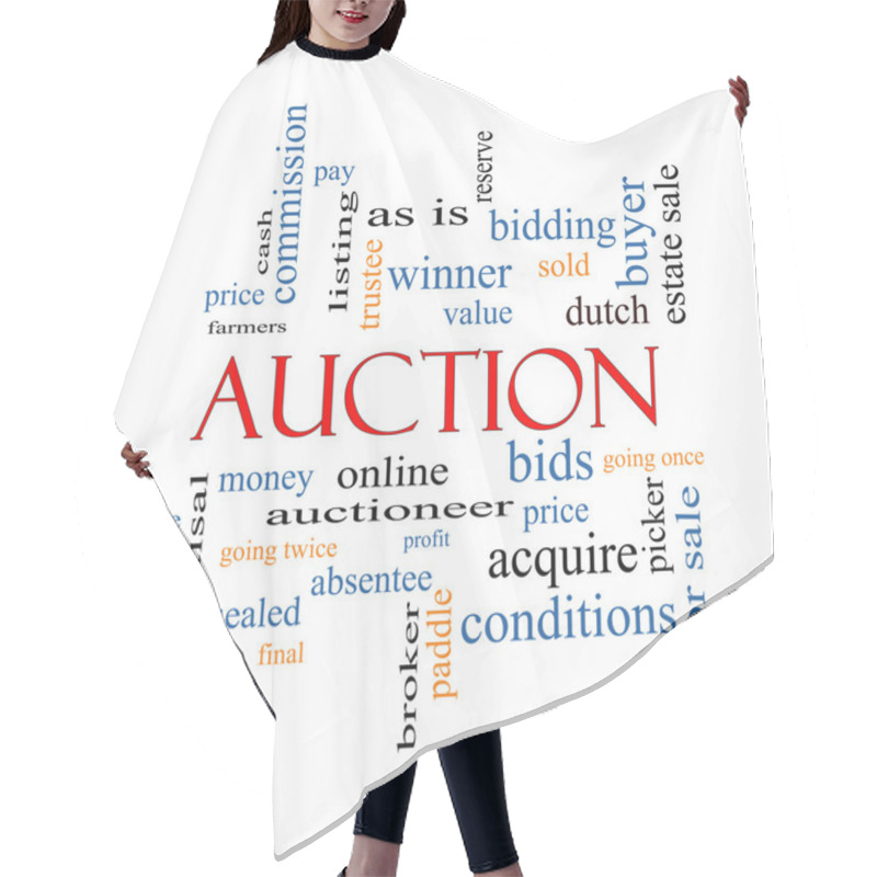 Personality  Auction Word Cloud Concept Hair Cutting Cape