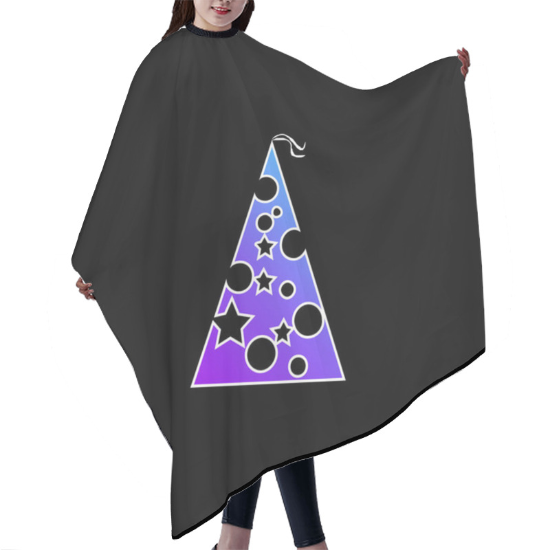 Personality  Birthday Hat With Dots And Stars Blue Gradient Vector Icon Hair Cutting Cape