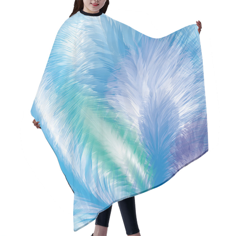 Personality  Blue Feathers Seamless Pattern Hair Cutting Cape