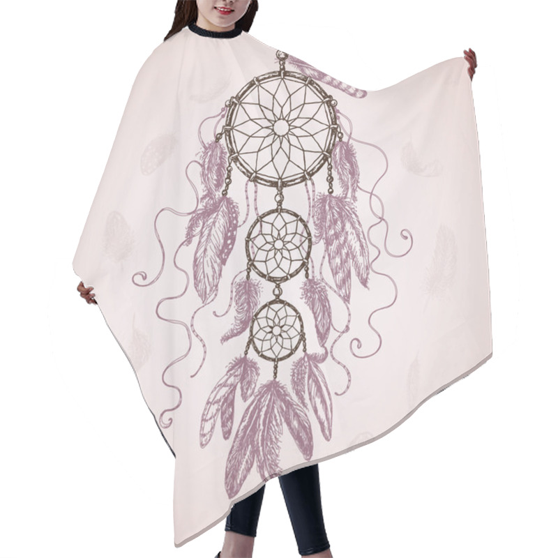 Personality  Hand Drawn Dream Catcher. Hair Cutting Cape