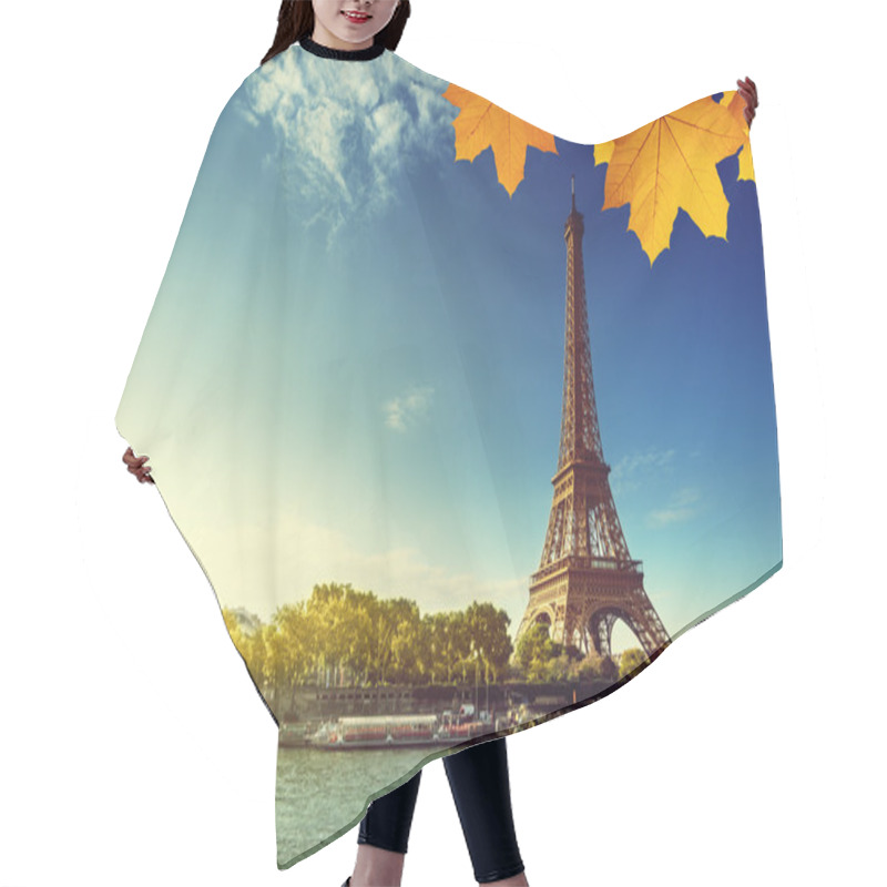 Personality  Seine In Paris With Eiffel Tower In Autumn Season Hair Cutting Cape