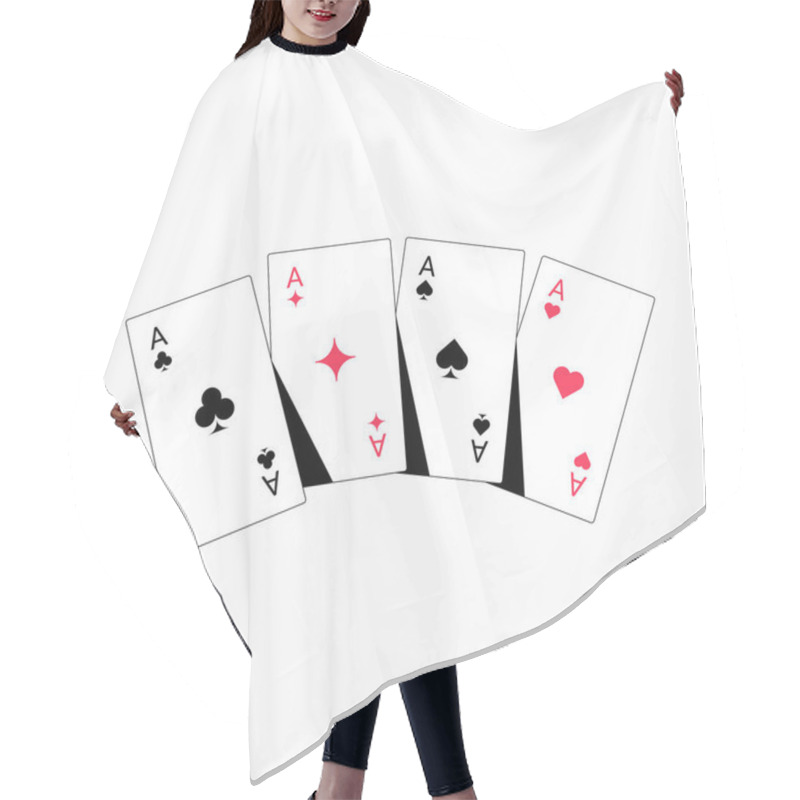 Personality  Four Playing Cards With Aces Are Displayed In This Flat Vector Illustration, Representing Card Games, Luck, And Gambling, Isolated On A White Background. Hair Cutting Cape