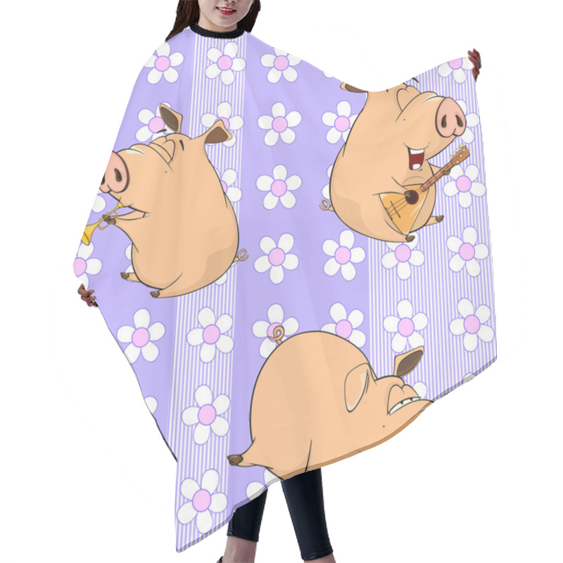 Personality  Funny Cartoon Pigs Hair Cutting Cape