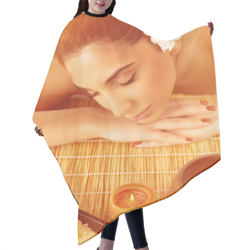 Personality  Woman Sleeping On Massage Table Hair Cutting Cape