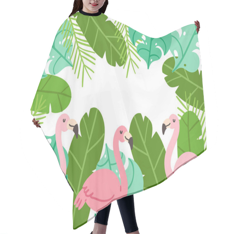 Personality  Tropical Flamingo Frame Background Hair Cutting Cape