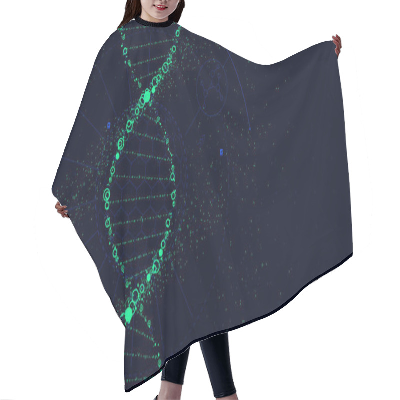 Personality  DNA Molecule Structure, Futuristic Sci-Fi Interface, Vector Background Hair Cutting Cape