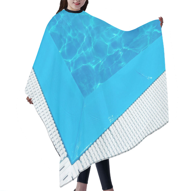 Personality  Corner Part Of A Large Outdoor Stationary Pool With Turquoise Water. Hair Cutting Cape