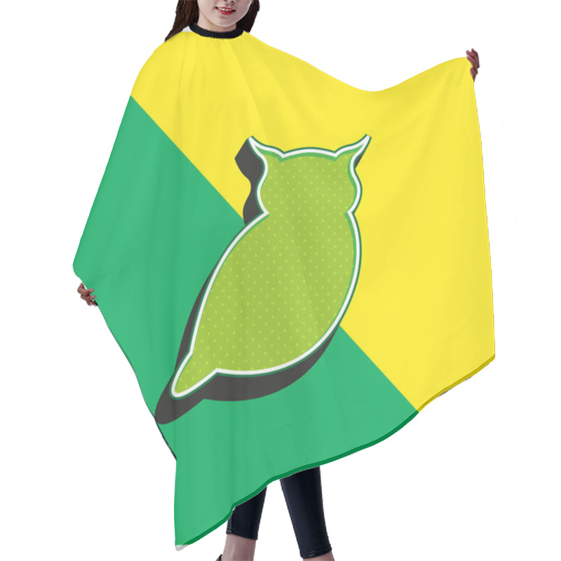 Personality  Big Owl Green And Yellow Modern 3d Vector Icon Logo Hair Cutting Cape