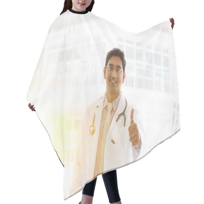 Personality  Asian Indian Medical Doctor Thumb Up Hair Cutting Cape