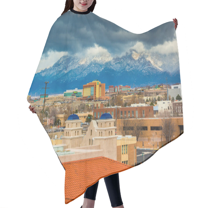 Personality  View Of Distant Mountains And Buildings In Albuquerque, New Mexi Hair Cutting Cape