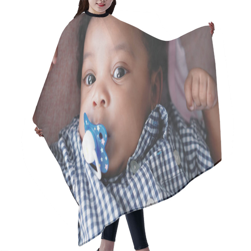 Personality  Portrait Of African American Baby Girl Hair Cutting Cape