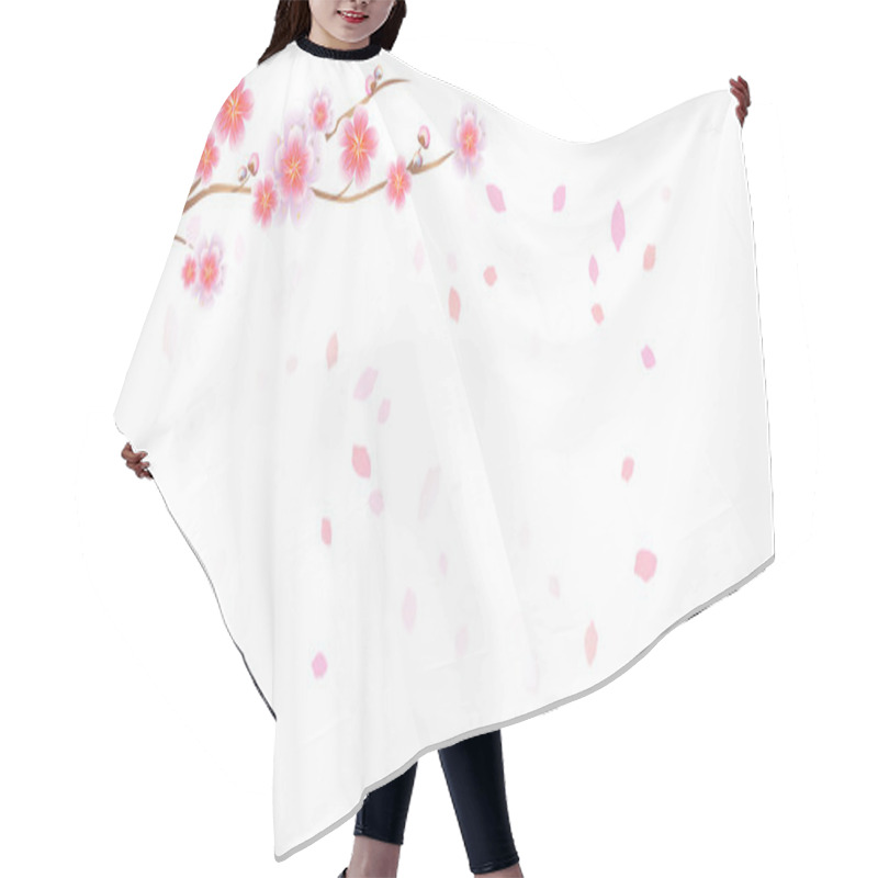 Personality  Branch Of Sakura With Flowers. Cherry Blossom Branch With Petals Hair Cutting Cape