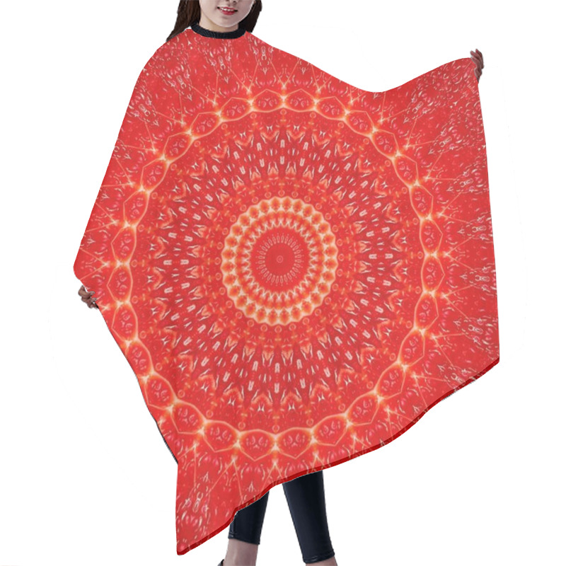 Personality  Pattern Background Abstract Red Kaleidoscope Design Illustration. Mosaic. Hair Cutting Cape