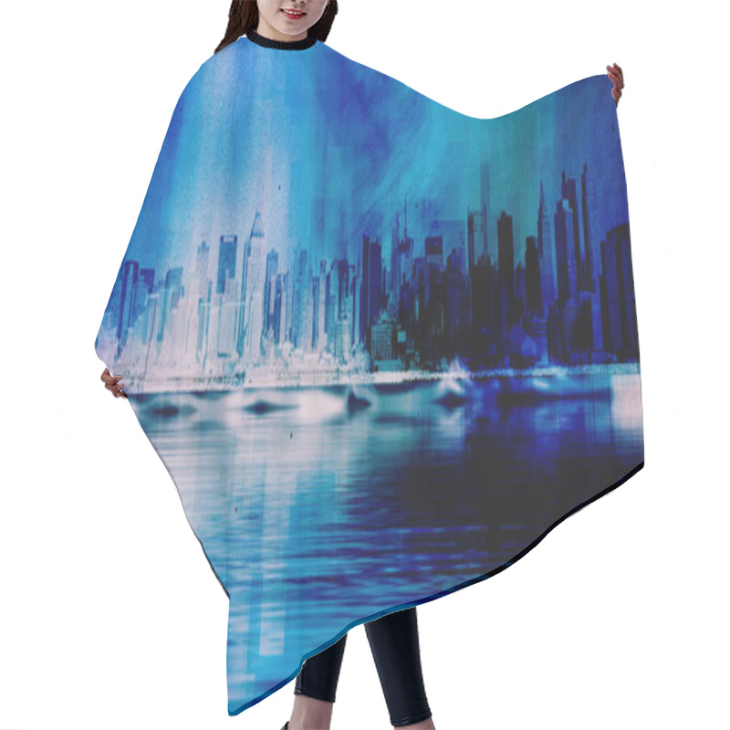 Personality  New York Skyline 3D Rendering Hair Cutting Cape