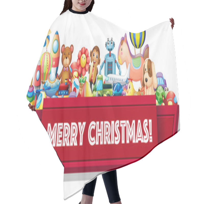 Personality  Merry Christmas Sign With Many Toys Hair Cutting Cape