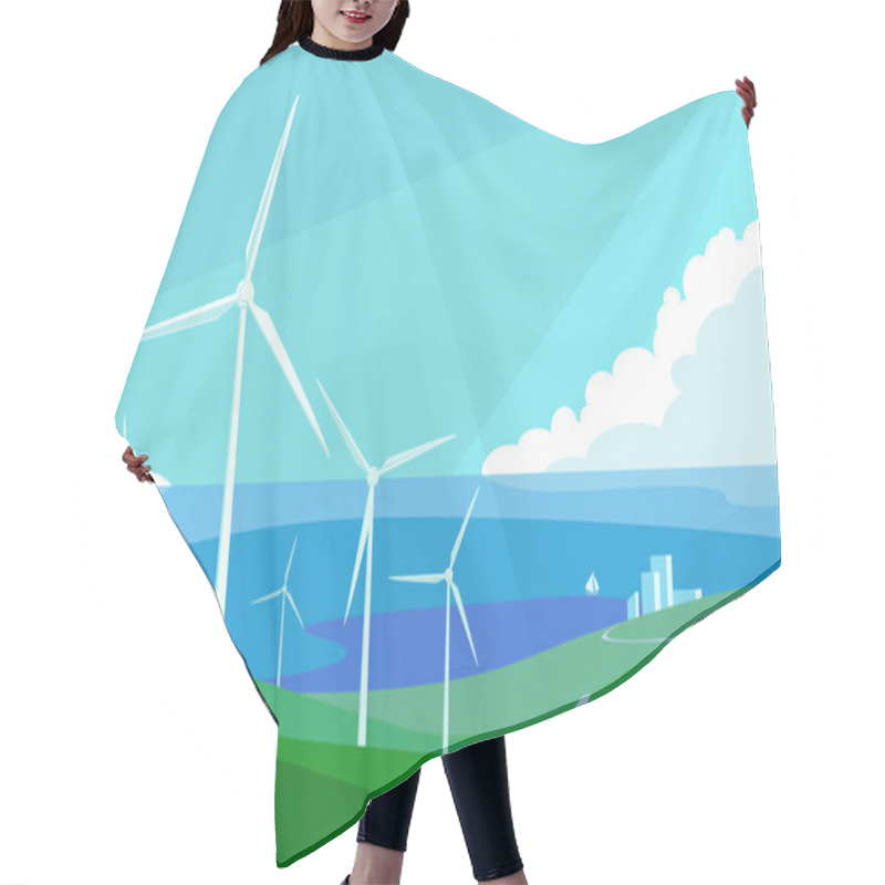 Personality  Alternative Energy Resource With Windmills Hair Cutting Cape