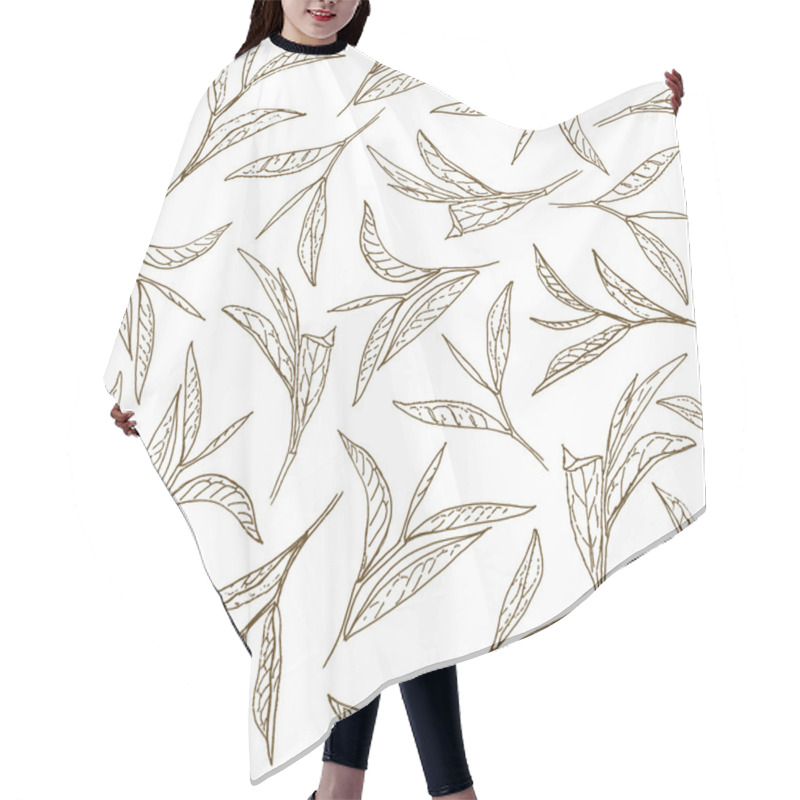 Personality  Tea Leaves. Botanical Style Seamless Pattern Hair Cutting Cape