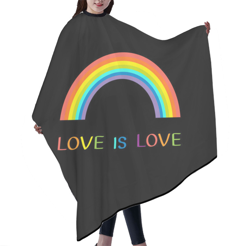 Personality  Rainbow On Black Background. Hair Cutting Cape