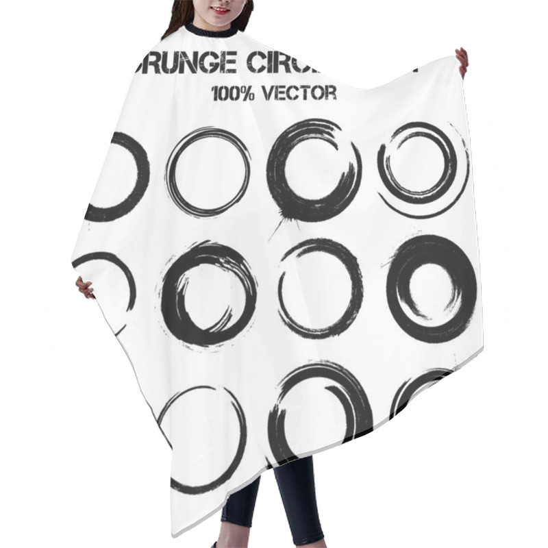 Personality  Set Of Vector Grunge Circles. Hair Cutting Cape