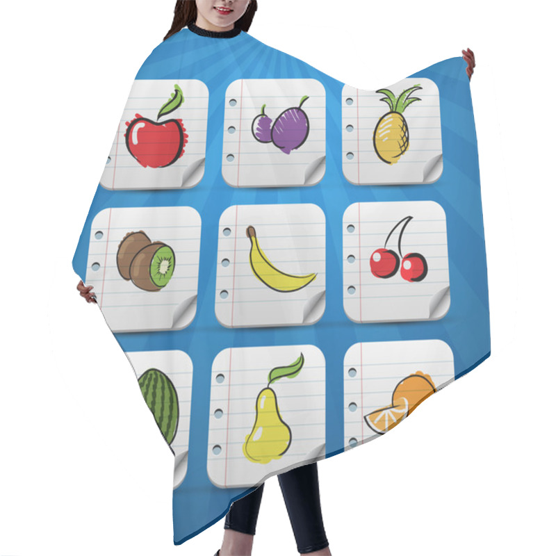 Personality  Set Of Fruits And Vegetables Icons Hair Cutting Cape