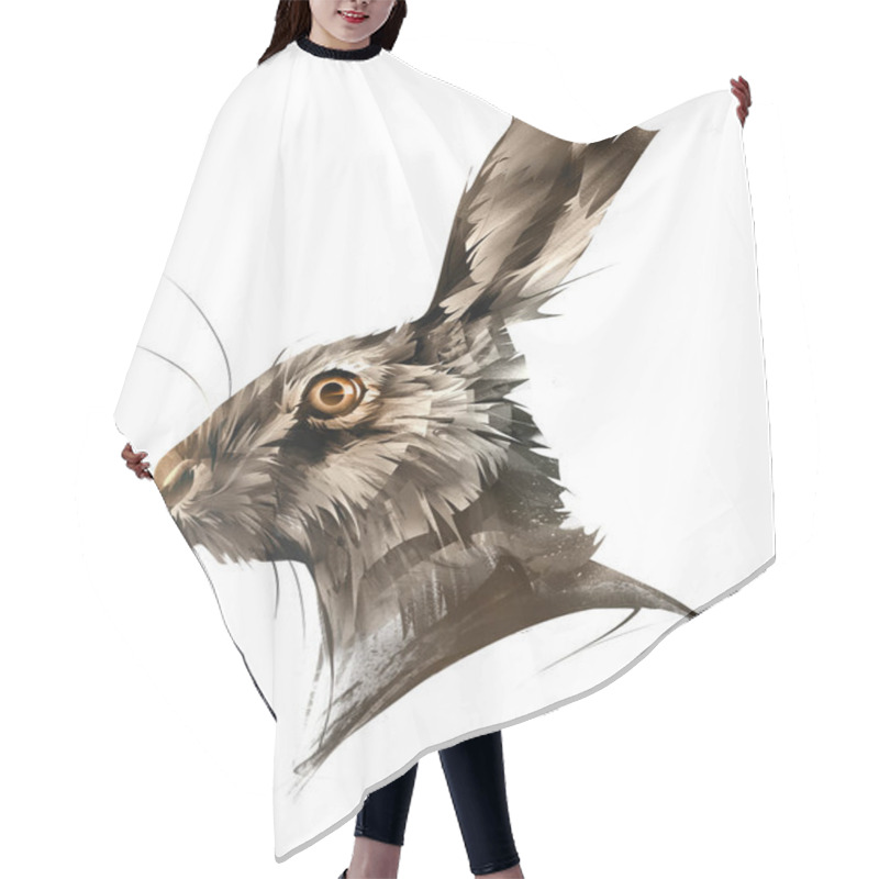 Personality  Drawn Portrait Of Animal Hare On A White Background Hair Cutting Cape