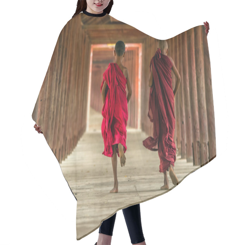 Personality  Two Buddhist Novices Running  Hair Cutting Cape