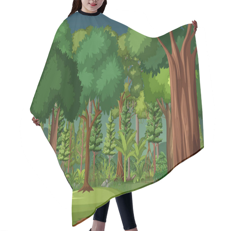 Personality  Forest Scene With Many Trees Illustration Hair Cutting Cape