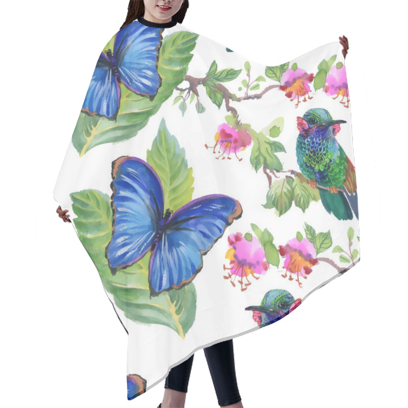 Personality  Meadow With Flowers And Birds And Butterflies Hair Cutting Cape